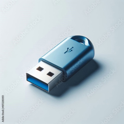 A USB flash drive against a white background. AI generated.