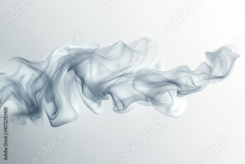 Abstract Gray Smoke Flowing on White Background