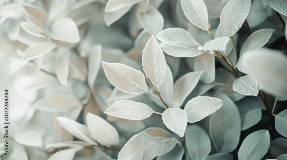 Soft, frosted leaves in gentle pastel tones create a serene, minimalist background, ideal for winter-themed or calming decor. AI generative. Soft, frosted leaves in gentle pastel tones create a serene, minimalist background, ideal for winter-themed or calming decor. AI generative.