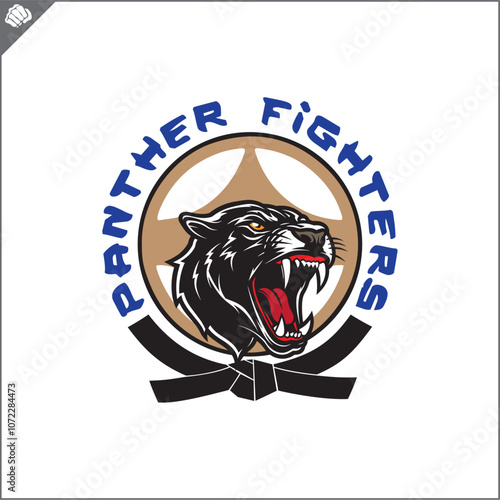Emblem of kyokushin karate power fist . Vector.