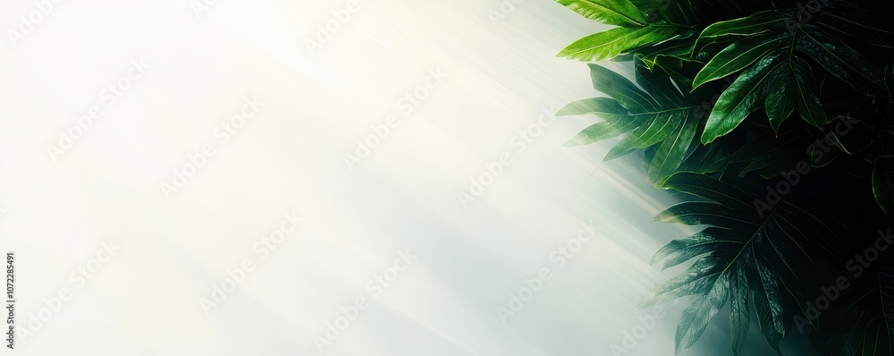 Obraz premium Lush Green Leaves in Soft Light on a Subtle Background Creating a Tranquil and Serene Nature Scene for Relaxation and Calmness