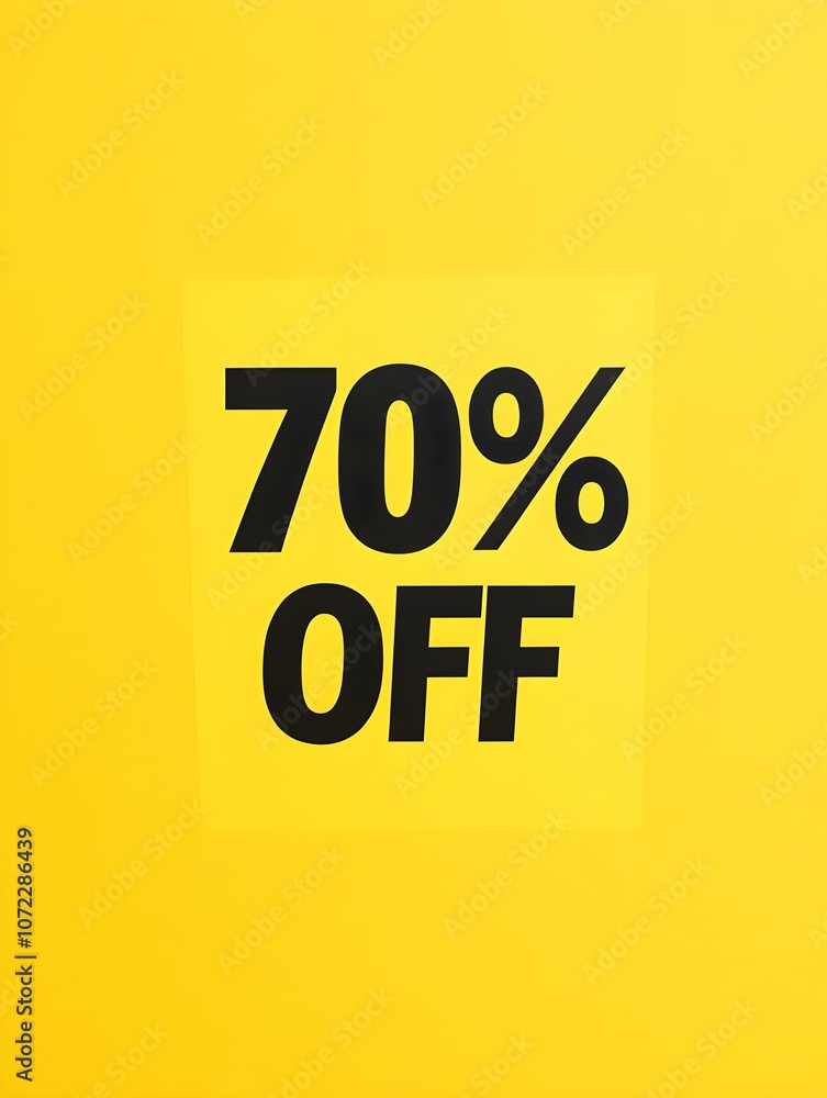 Black '70% OFF' Promotional Sign on a Yellow Background Black '70% OFF' Promotional Sign on a Yellow Background