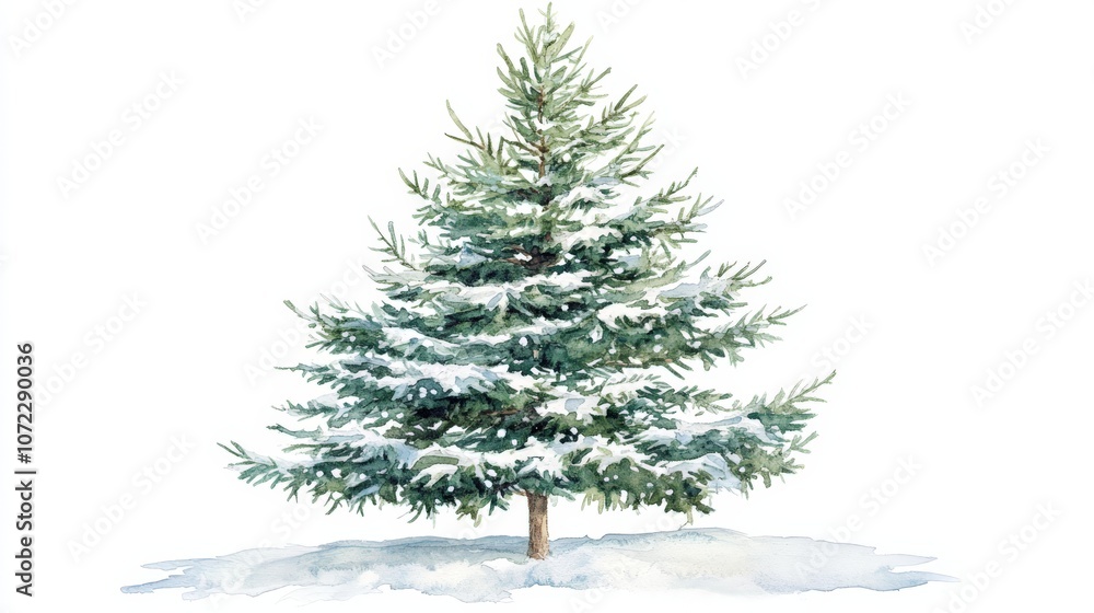 Fototapeta premium Hand-Drawn Tree with Snow on Clean Background