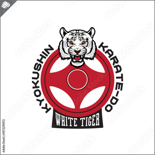 Emblem of kyokushin karate power fist . Vector.