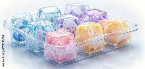 Watercolor ice cubes in vibrant colors with a glossy finish