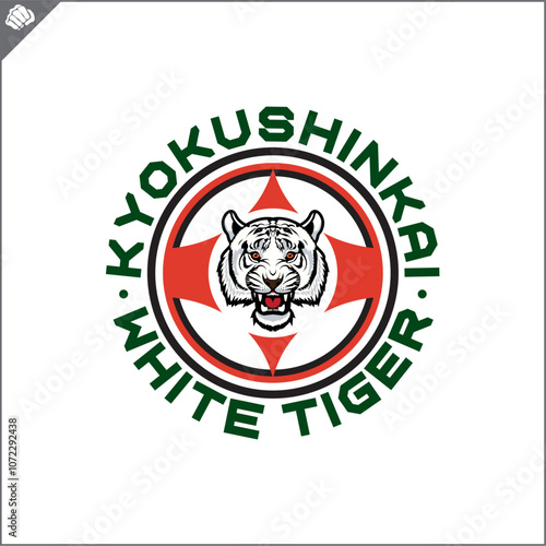 Emblem of kyokushin karate power fist . Vector.