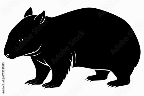 Wombat vector illustration, image of a squirrel, wombat silhouette, wombat vector art,Wombat silhouette Clipart - Wombat vector illustration in black and white,Wombat silhouette Clipart Icon.