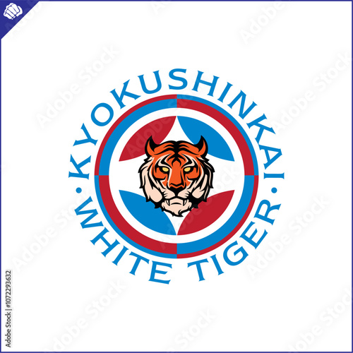 Emblem of kyokushin karate power fist . Vector.