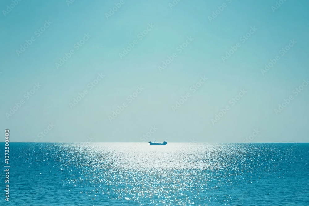 Fototapeta premium Ship at Sea under Bright Daylight