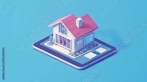 Wallpaper Mural A stylized house model on a smartphone, representing digital real estate or virtual architecture. Torontodigital.ca