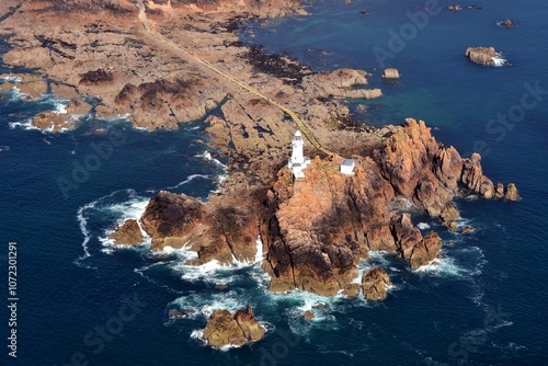 Point de la Corbière, Ile de Jersey, vue d'avion photo