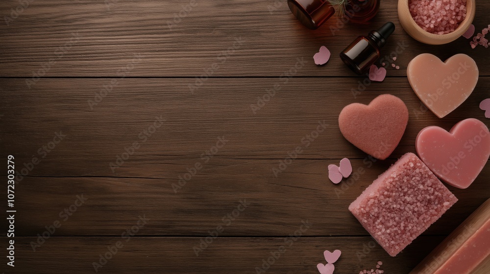 Luxury valentine's spa kit with essential oils and heart-shaped bath products Luxury valentine's spa kit with essential oils and heart-shaped bath products