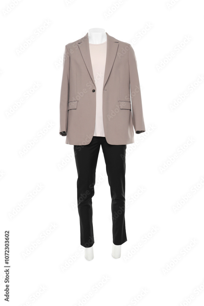 Male mannequin with stylish outfit isolated on white Male mannequin with stylish outfit isolated on white