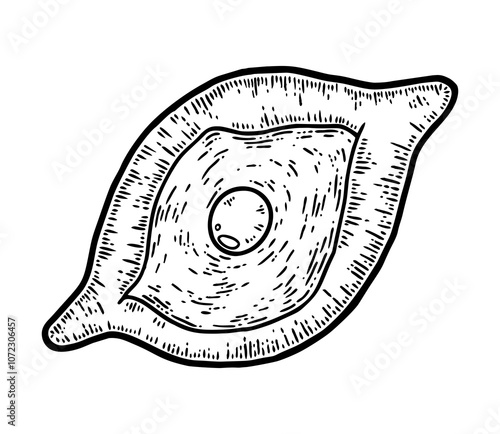 traditional boat pie with cheese and egg line drawing isolated on white. Ajarian or georgian khachapuri outline icon. baking sketch photo