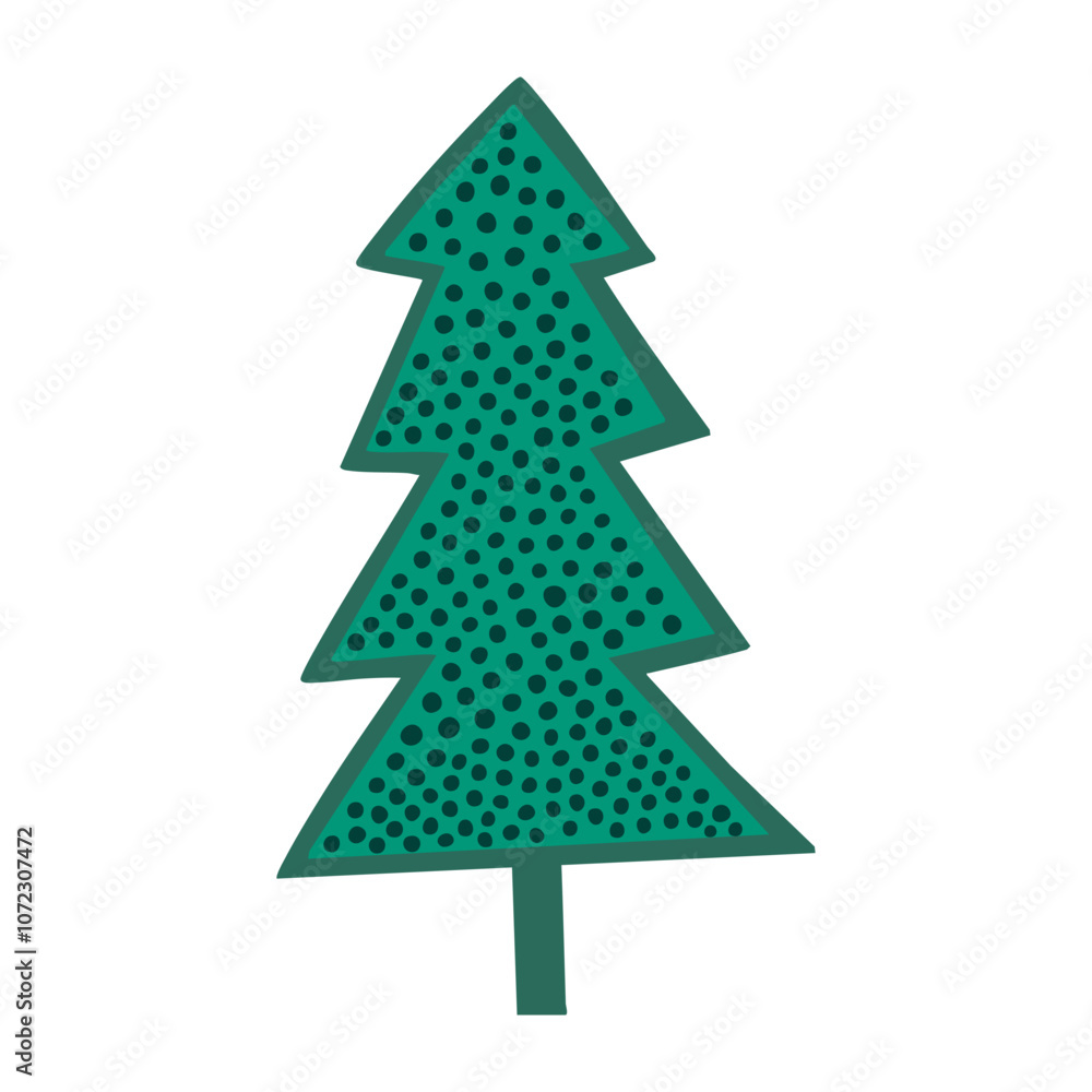 Obraz premium Christmas tree vector flat illustration.