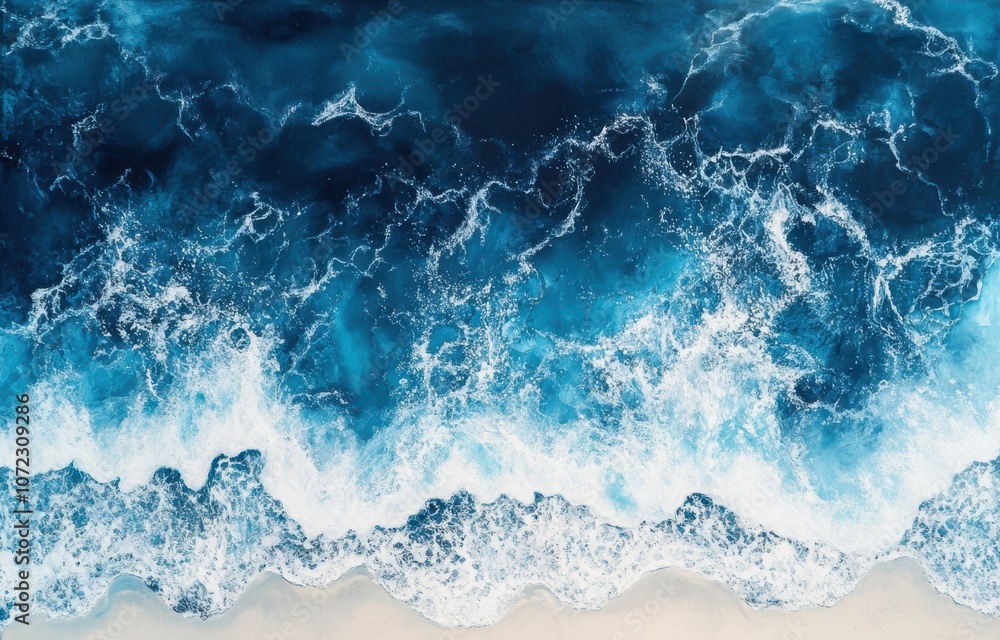 Fototapeta premium Aerial View of Ocean Waves in Cinematic Style
