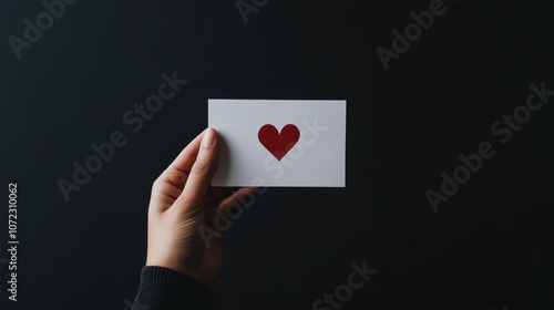 Valentine's day card design concept with heart symbol held by hand