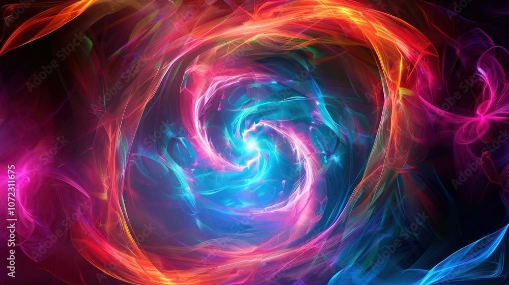 Vivid Spiral Galaxy with Colorful Swirls in Outer Space, Representing Cosmic Beauty Vivid Spiral Galaxy with Colorful Swirls in Outer Space, Representing Cosmic Beauty