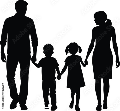 Wallpaper Mural happy family silhouette, vector illustration black silhouettes of familie Torontodigital.ca