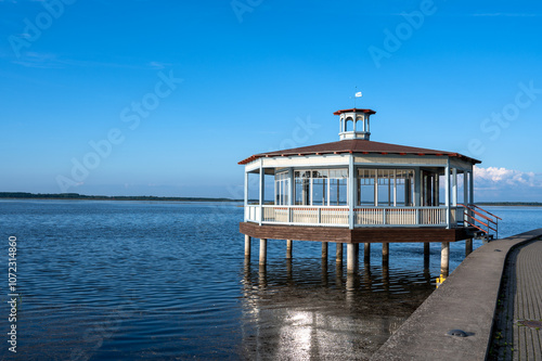 Pavilion at Haapsalu Promenaad by the Baltic Sea, Estonia photo