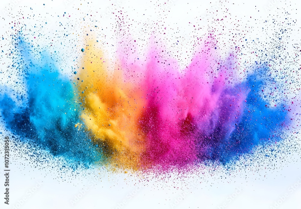Obraz premium Colored powder explosion on white background. Freeze motion. , isolated on white background, , copy space for text,
