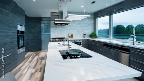 Wallpaper Mural Stylish interior of a modern kitchen featuring contemporary cabinetry, open layout, and high-end appliances for a perfect cooking environment Torontodigital.ca