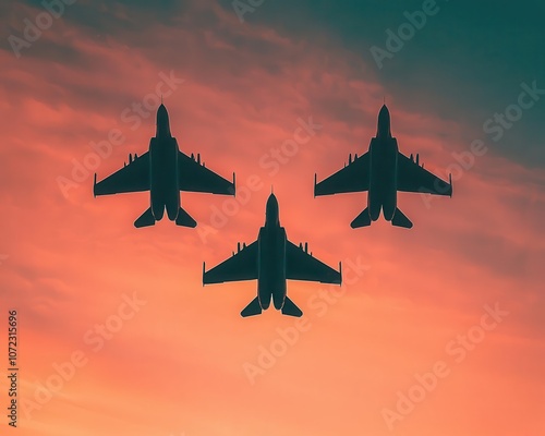 Soviet fighter jets roaring overhead, strafing enemy positions during a WWII aerial assault photo