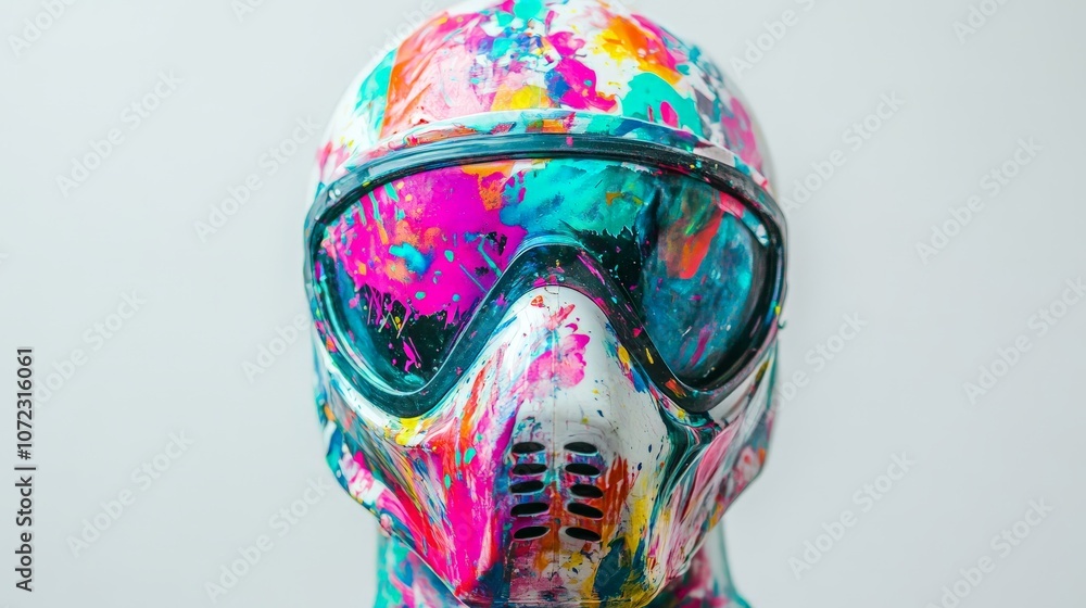 Naklejka premium Colorful Mask with Splashes on White Backdrop