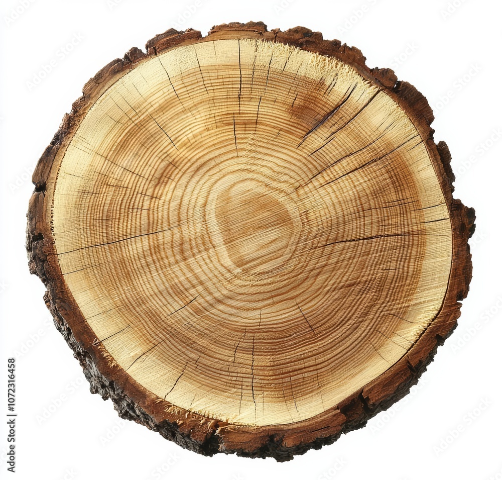Fototapeta premium Smooth cross section of brown tree stump slice