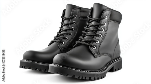 Stylish black boots featuring sturdy laces and a rugged sole, perfect for outdoor adventures and casual wear.