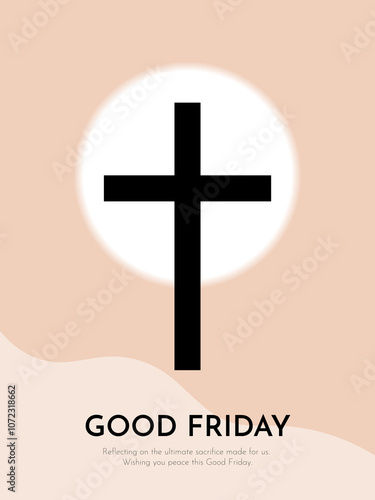 Good Friday cultural event flyer background with cross and sun banner poster vector stock photo