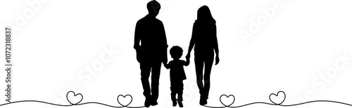 illustration parent and child silhouette vector