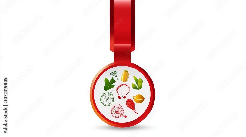 Modern Medal Design with Event Icons on White Background Modern Medal Design with Event Icons on White Background