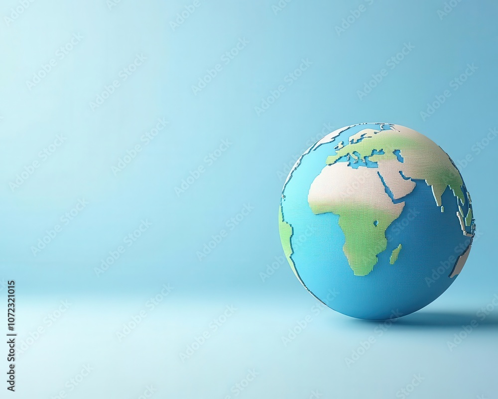 Earth globe in blue tones with global digital data exchange, 3D illustration Earth globe in blue tones with global digital data exchange, 3D illustration