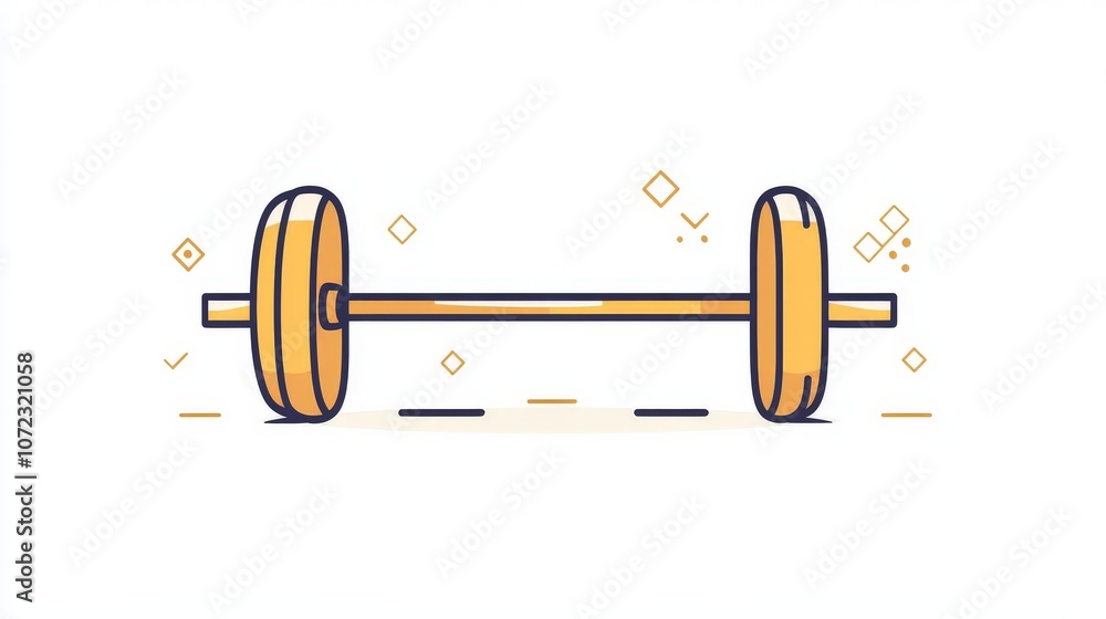 Simple Barbell Icon with Power Lines on White Background Simple Barbell Icon with Power Lines on White Background