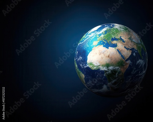 Earth globe in blue tones with global digital data exchange, 3D illustration photo