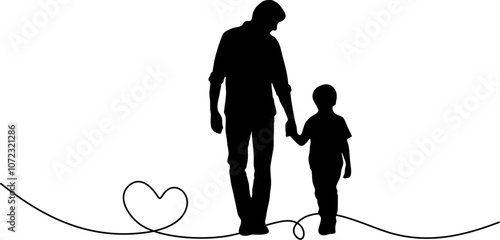 father and son walking silhouette illustration vector