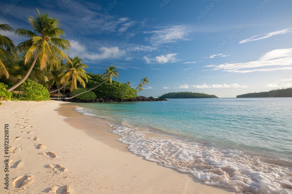 a beautiful tropical beach with clear, calm waters a beautiful tropical beach with clear, calm waters