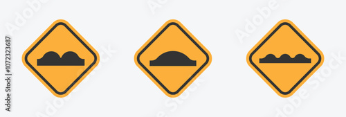 Road hump vector icon sign. Speed bump vector signs set. Speed bump icon