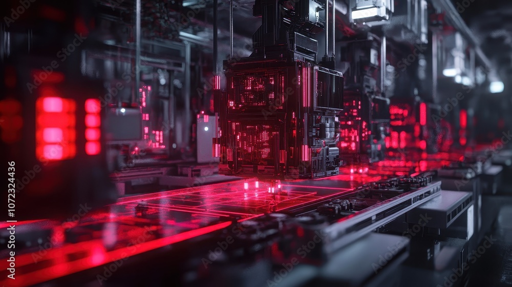 AI optimizing production lines for efficiency in a high-tech AI optimizing production lines for efficiency in a high-tech
