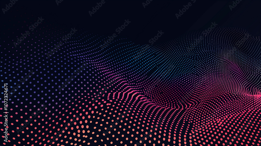 Vibrant wave of colored dots dances across a dark canvas, creating a mesmerizing visual symphony of light and movement Vibrant wave of colored dots dances across a dark canvas, creating a mesmerizing visual symphony of light and movement