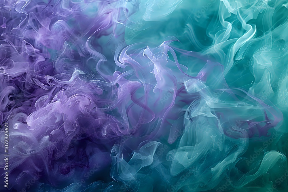 A close-up of swirling smoke in shades of purple and teal, creating an abstract and ethereal atmosphere. Ideal for artistic, creative, and modern design themes. A close-up of swirling smoke in shades of purple and teal, creating an abstract and ethereal atmosphere. Ideal for artistic, creative, and modern design themes.