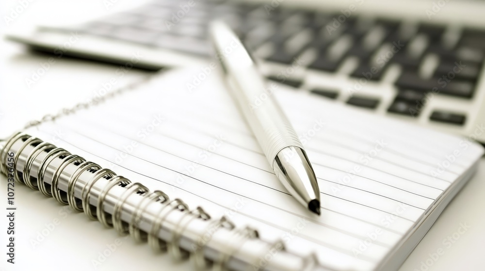 Clean Workspace with Notepad and Pen on a Desk Clean Workspace with Notepad and Pen on a Desk