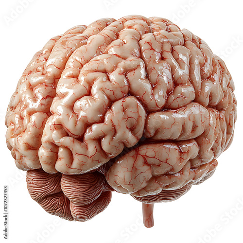 Detailed 3D Photography of a Human Brain on a Clean White Background photo