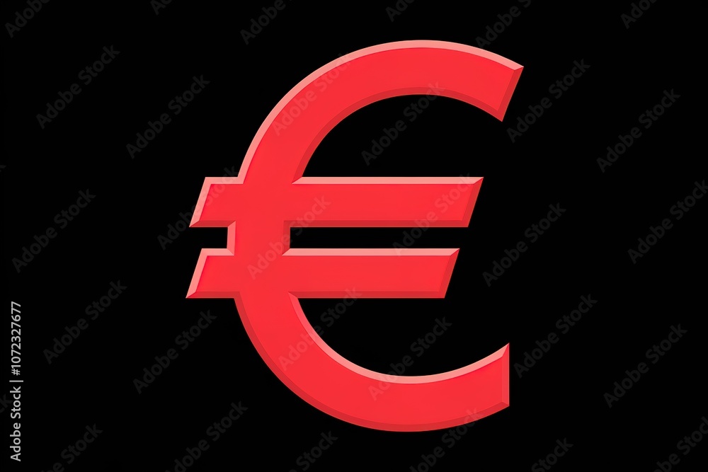 A red Euro symbol isolated on a black background A red Euro symbol isolated on a black background