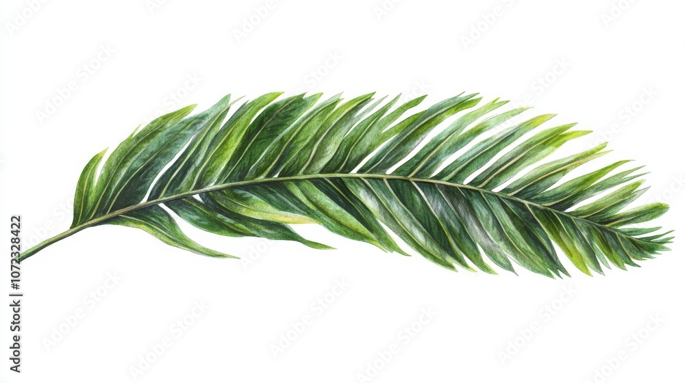 Lush Palm Leaf in Digital Watercolor Style Lush Palm Leaf in Digital Watercolor Style