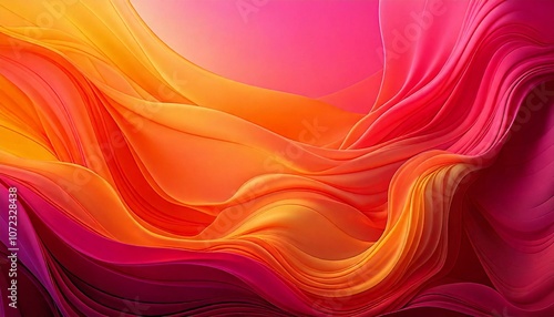 Vibrant Pink and Orange Gradient Fluid Art, Energetic Flow and Bright Hues 