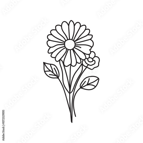 Abstract hand-drawn daisy flowers , Vector illustration wildflower. Perfect for branding or symbol design.