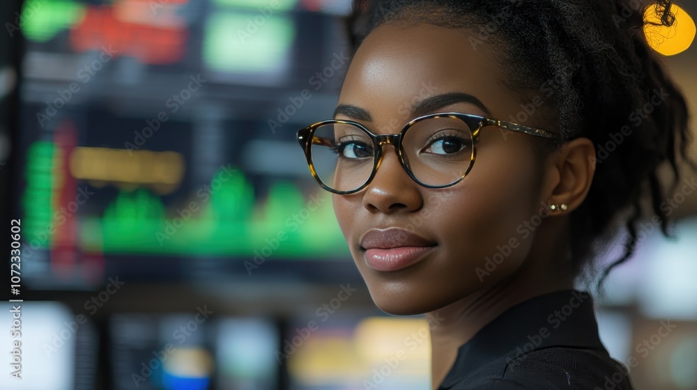 African American woman financial trader at work African American woman financial trader at work
