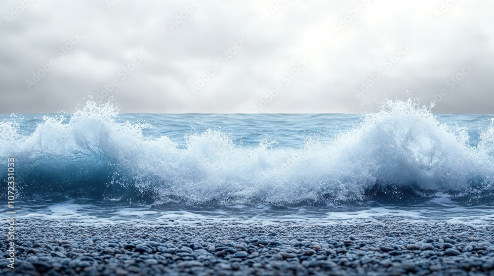 Dynamic ocean wave crashing against the shoreline isolated on transparent background Dynamic ocean wave crashing against the shoreline isolated on transparent background